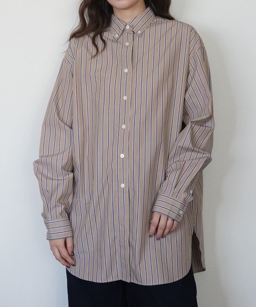ZOZOMARKET(ゾゾマーケット)の「ストライプビッグシャツ-ZOZOMARKET by ハヤシアンナ(シャツ/ブラウス・レディース・ベージュ系その他2/ホワイト×ネイビー・マルチサイズ)」の2枚目の写真
