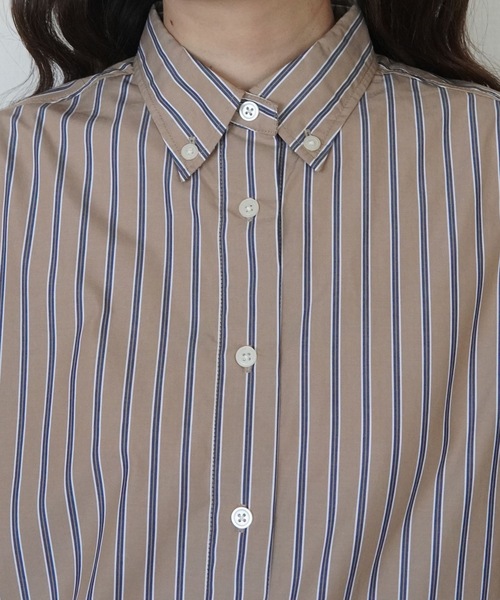 ZOZOMARKET(ゾゾマーケット)の「ストライプビッグシャツ-ZOZOMARKET by ハヤシアンナ(シャツ/ブラウス・レディース・ベージュ系その他2/ホワイト×ネイビー・マルチサイズ)」の14枚目の写真