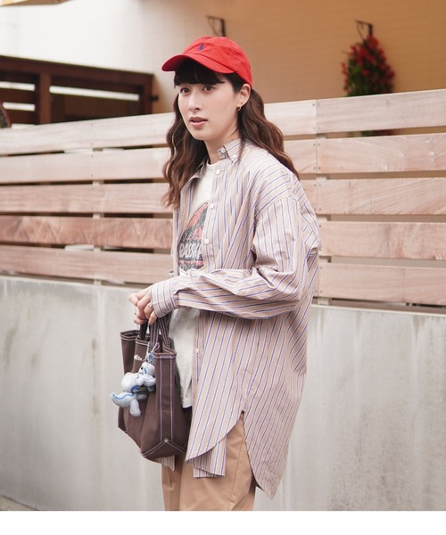 ZOZOMARKET(ゾゾマーケット)の「ストライプビッグシャツ-ZOZOMARKET by ハヤシアンナ(シャツ/ブラウス・レディース・ベージュ系その他2/ホワイト×ネイビー・マルチサイズ)」の21枚目の写真