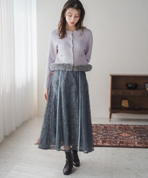 ラメ刺繍パイピングスカート