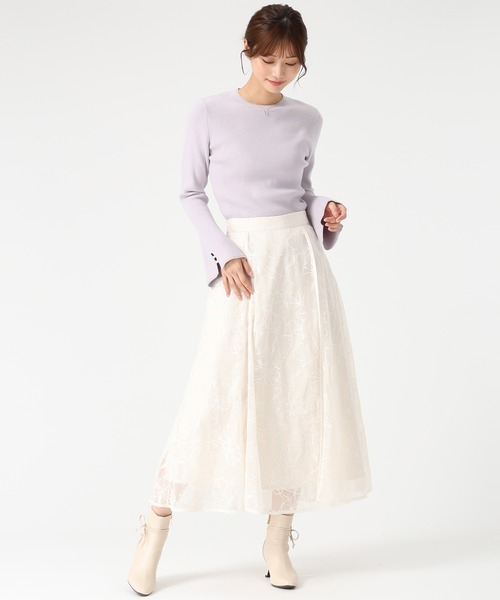 MISCH MASCH（ミッシュマッシュ）の「ラメ刺繍パイピングスカート（スカート・レディース・ピンク/グレー/アイボリー・M/S）」の7枚目の写真