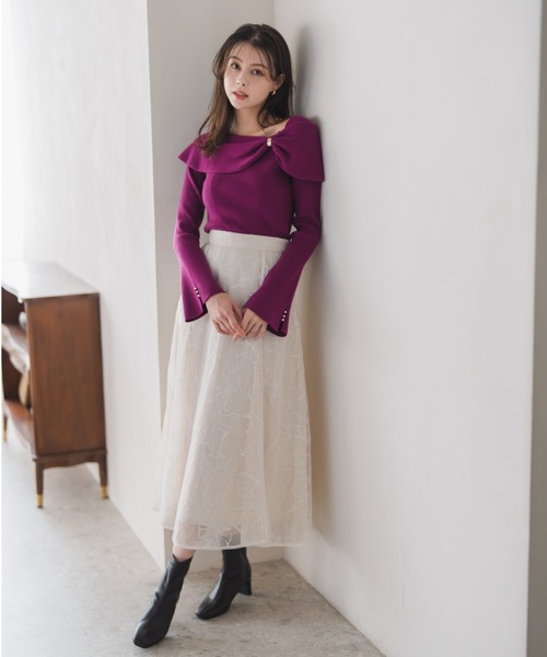 MISCH MASCH（ミッシュマッシュ）の「ラメ刺繍パイピングスカート（スカート・レディース・ピンク/グレー/アイボリー・M/S）」の12枚目の写真