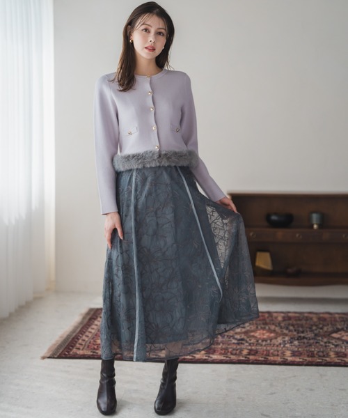 MISCH MASCH（ミッシュマッシュ）の「ラメ刺繍パイピングスカート（スカート・レディース・ピンク/グレー/アイボリー・M/S）」の18枚目の写真