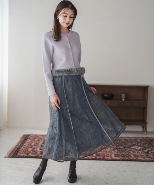 MISCH MASCH（ミッシュマッシュ）の「ラメ刺繍パイピングスカート（スカート・レディース・ピンク/グレー/アイボリー・M/S）」の19枚目の写真