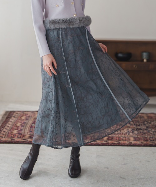 MISCH MASCH（ミッシュマッシュ）の「ラメ刺繍パイピングスカート（スカート・レディース・ピンク/グレー/アイボリー・M/S）」の15枚目の写真