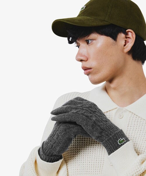 LACOSTE（ラコステ）の「ケーブルニットウールグローブ（手袋・メンズ・ブラック/グレー/ネイビー・FREE）」の6枚目の写真