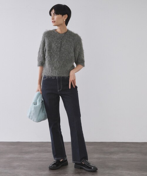 OPAQUE.CLIP（オペークドットクリップ）の「フェザーヤーンニット【洗濯機OK/抗ピル】（ニット/セーター・レディース・ブルー/アイボリー/ダークグレー・38/40/42）」の8枚目の写真