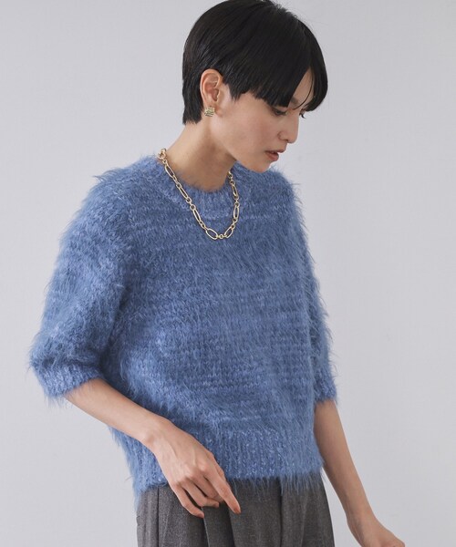 OPAQUE.CLIP（オペークドットクリップ）の「フェザーヤーンニット【洗濯機OK/抗ピル】（ニット/セーター・レディース・ブルー/アイボリー/ダークグレー・38/40/42）」の14枚目の写真