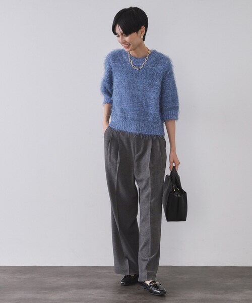 OPAQUE.CLIP（オペークドットクリップ）の「フェザーヤーンニット【洗濯機OK/抗ピル】（ニット/セーター・レディース・ブルー/アイボリー/ダークグレー・38/40/42）」の9枚目の写真