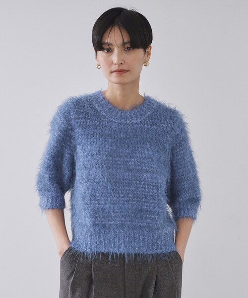 OPAQUE.CLIP（オペークドットクリップ）の「フェザーヤーンニット【洗濯機OK/抗ピル】（ニット/セーター・レディース・ブルー/アイボリー/ダークグレー・38/40/42）」の15枚目の写真