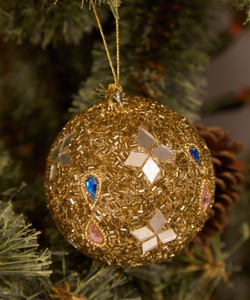 セール】【2025Xmas】ビーズボールオーナメント/直径7cm（インテリア