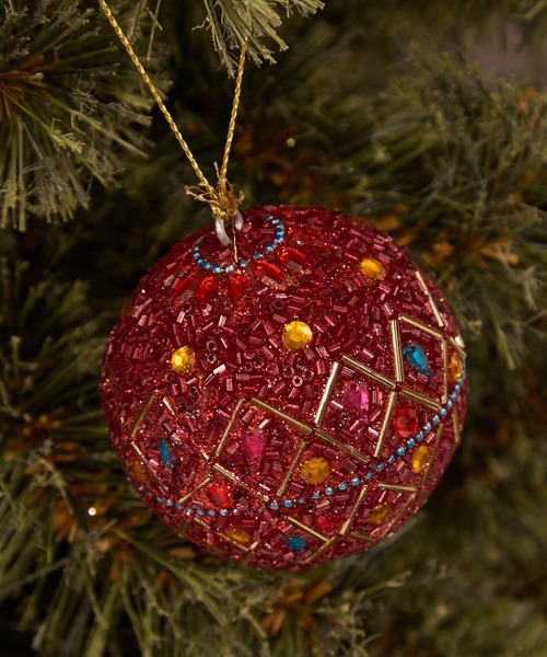 2025Xmas】ビーズボールオーナメント/直径7cm（インテリア雑貨