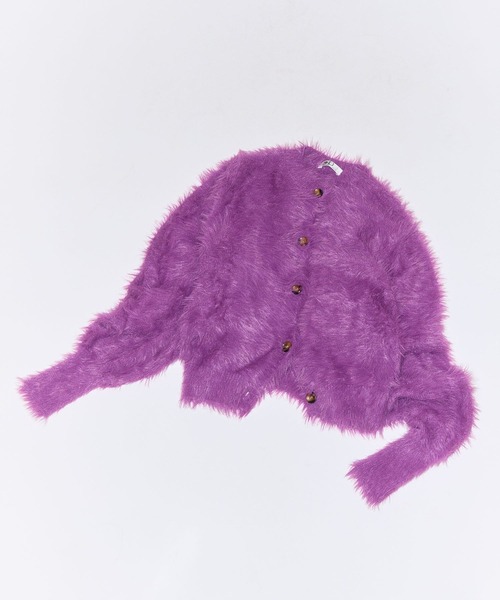 Green　Parks（グリーンパークス）の「■WITH KURUMI NAKATA シャギーカーディガン（カーディガン/ボレロ・レディース・ネイビー/パープル・FREE）」の10枚目の写真