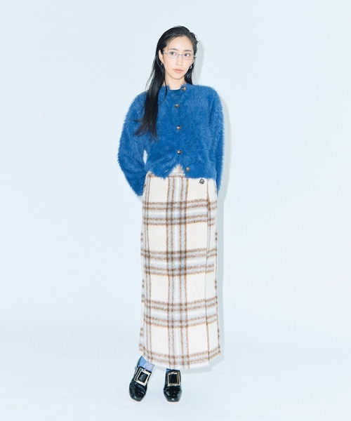 Green　Parks（グリーンパークス）の「■WITH KURUMI NAKATA シャギーカーディガン（カーディガン/ボレロ・レディース・ネイビー/パープル・FREE）」の5枚目の写真