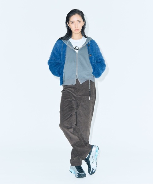 Green　Parks（グリーンパークス）の「■WITH KURUMI NAKATA シャギーカーディガン（カーディガン/ボレロ・レディース・ネイビー/パープル・FREE）」の6枚目の写真