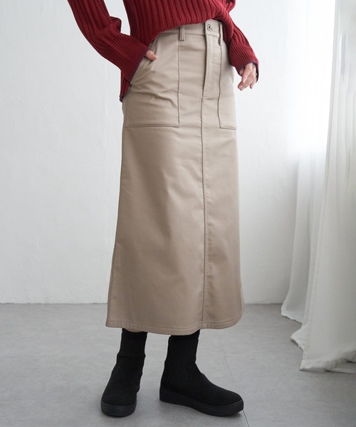 ikka（イッカ）の「ボンディングベイカースカート（スカート・レディース・ブラック/ネイビー/ベージュ・M/L/S）」の2枚目の写真