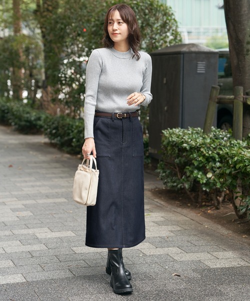 ikka（イッカ）の「ボンディングベイカースカート（スカート・レディース・ブラック/ネイビー/ベージュ・M/L/S）」の12枚目の写真