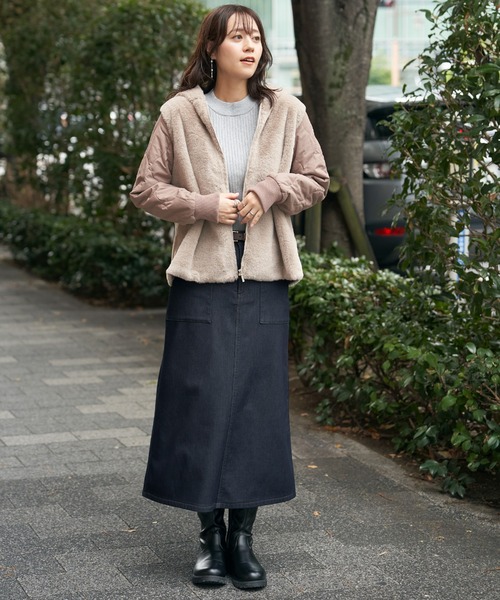 ikka（イッカ）の「ボンディングベイカースカート（スカート・レディース・ブラック/ネイビー/ベージュ・M/L/S）」の16枚目の写真