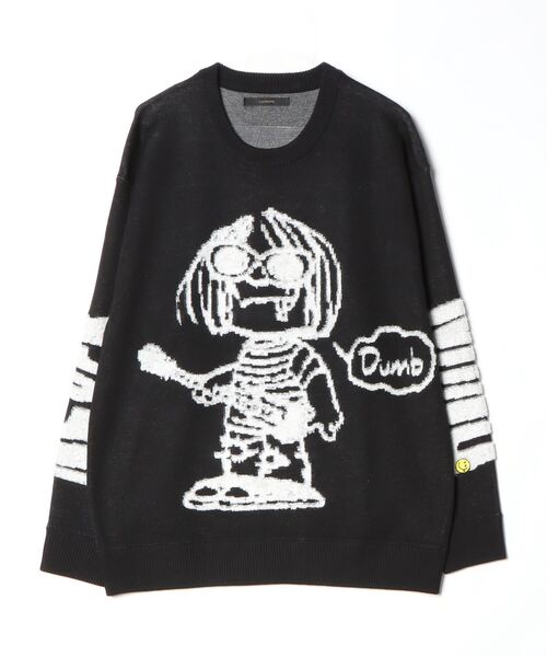 STUD MUFFIN（スタッドマフィン）の「STUD MUFFIN/スタッドマフィン/カートイラスト 立体ダブルジャガード プルオーバー（ニット/セーター・メンズ・ブラック/ベージュ・2/3/4）」の12枚目の写真