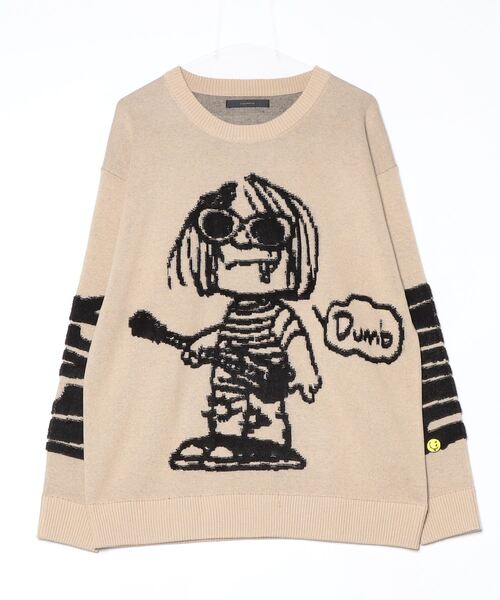 STUD MUFFIN（スタッドマフィン）の「STUD MUFFIN/スタッドマフィン/カートイラスト 立体ダブルジャガード プルオーバー（ニット/セーター・メンズ・ブラック/ベージュ・2/3/4）」の11枚目の写真