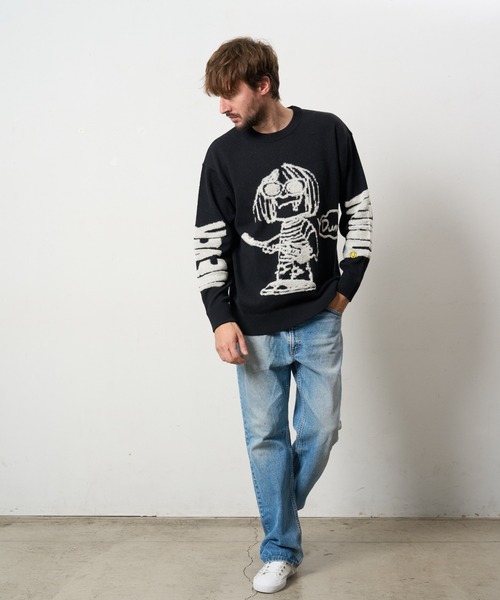 STUD MUFFIN（スタッドマフィン）の「STUD MUFFIN/スタッドマフィン/カートイラスト 立体ダブルジャガード プルオーバー（ニット/セーター・メンズ・ブラック/ベージュ・2/3/4）」の13枚目の写真