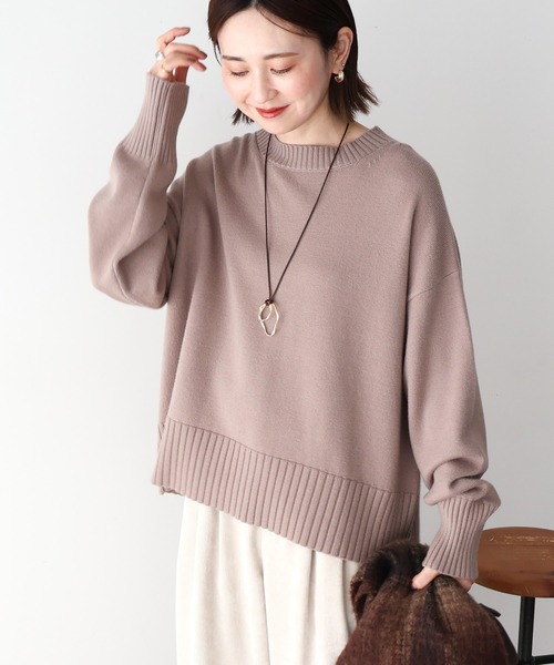 AMERICAN HOLIC(アメリカンホリック)の「バイパチモックネックニットプルオーバー(ニット/セーター・レディース・ブラック/グレイッシュベージュ/オリーブ/アイボリー/レッド/ネイビー・L/M)」の4枚目の写真