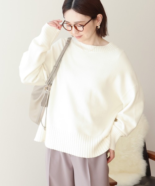 AMERICAN HOLIC(アメリカンホリック)の「バイパチモックネックニットプルオーバー(ニット/セーター・レディース・ブラック/グレイッシュベージュ/オリーブ/アイボリー/レッド/ネイビー・L/M)」の2枚目の写真