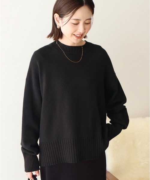 AMERICAN HOLIC(アメリカンホリック)の「バイパチモックネックニットプルオーバー(ニット/セーター・レディース・ブラック/グレイッシュベージュ/オリーブ/アイボリー/レッド/ネイビー・L/M)」の3枚目の写真