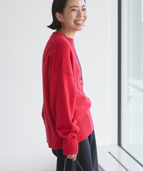 AMERICAN HOLIC(アメリカンホリック)の「バイパチモックネックニットプルオーバー(ニット/セーター・レディース・ブラック/グレイッシュベージュ/オリーブ/アイボリー/レッド/ネイビー・L/M)」の9枚目の写真