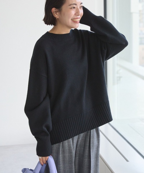 AMERICAN HOLIC(アメリカンホリック)の「バイパチモックネックニットプルオーバー(ニット/セーター・レディース・ブラック/グレイッシュベージュ/オリーブ/アイボリー/レッド/ネイビー・L/M)」の8枚目の写真