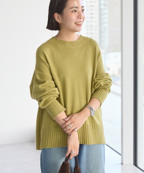 AMERICAN HOLIC(アメリカンホリック)の「バイパチモックネックニットプルオーバー(ニット/セーター・レディース・ブラック/グレイッシュベージュ/オリーブ/アイボリー/レッド/ネイビー・L/M)」の7枚目の写真