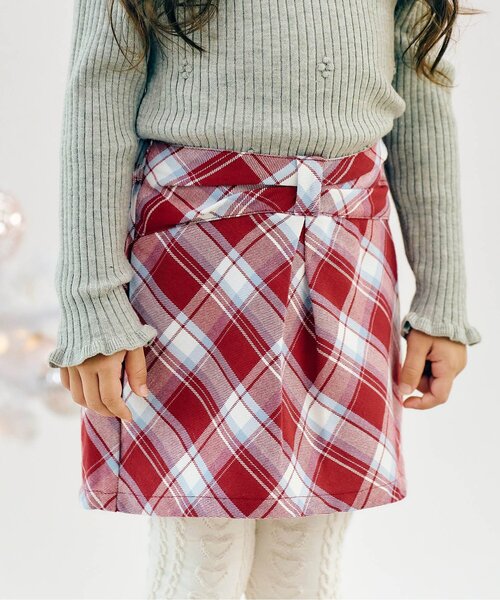 apres les cours(アプレレクール)の「【ジュニア対応】リボンタックスカート(スカート・キッズ・グレー/レッド・80/90/100/110/120/130/140)」の2枚目の写真