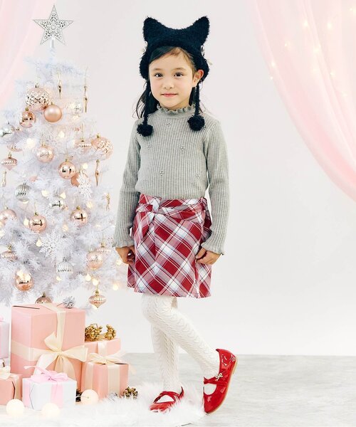 apres les cours(アプレレクール)の「【ジュニア対応】リボンタックスカート(スカート・キッズ・グレー/レッド・80/90/100/110/120/130/140)」の10枚目の写真