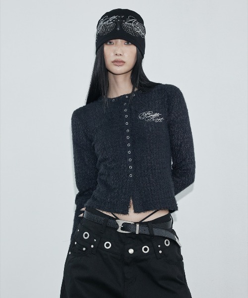 NIIER NOR(ニアノア)の「A'GEM/9 × .kom 『NIIER NOR/ニアノア』 EYELET DOUBLE WAIST PANTS/アイレット ダブルウエスト パンツ(その他パンツ・レディース・ブラック/グレー・S/M)」の8枚目の写真