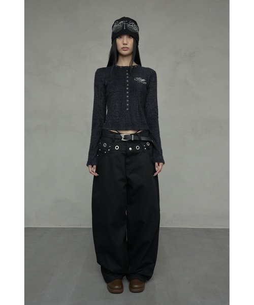 A'GEM/9 × .kom 『NIIER NOR/ニアノア』 EYELET DOUBLE WAIST PANTS