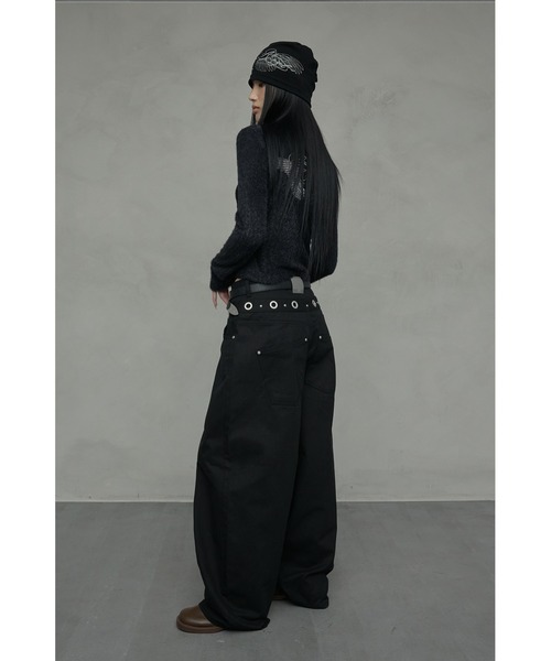 NIIER NOR(ニアノア)の「A'GEM/9 × .kom 『NIIER NOR/ニアノア』 EYELET DOUBLE WAIST PANTS/アイレット ダブルウエスト パンツ(その他パンツ・レディース・ブラック/グレー・S/M)」の10枚目の写真