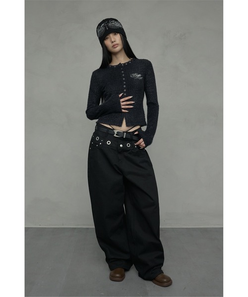 A'GEM/9 × .kom 『NIIER NOR/ニアノア』 EYELET DOUBLE WAIST PANTS