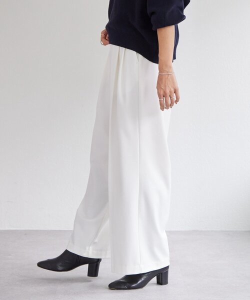 BEARDSLEY（ビアズリー）の「裏起毛タックバギーパンツ（その他パンツ・レディース・ホワイト/ライトグレー・FREE）」の5枚目の写真