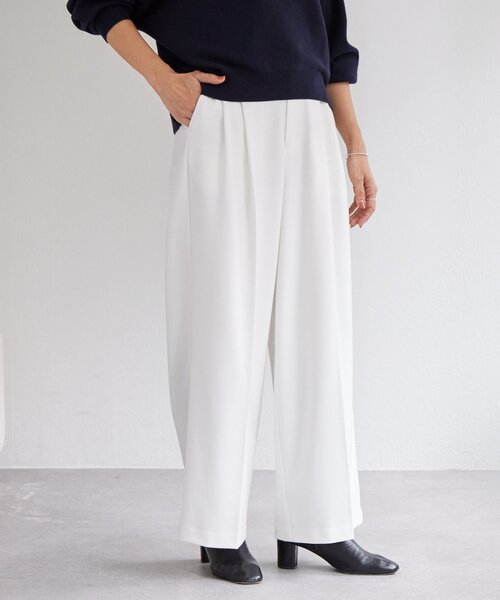 BEARDSLEY（ビアズリー）の「裏起毛タックバギーパンツ（その他パンツ・レディース・ホワイト/ライトグレー・FREE）」の7枚目の写真