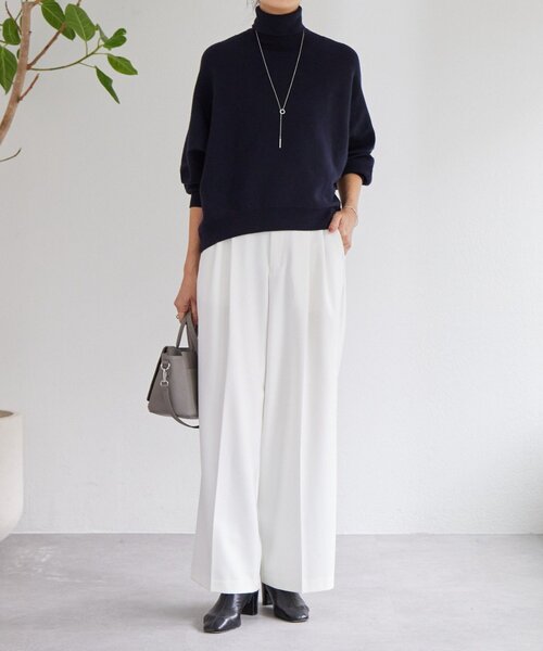 BEARDSLEY（ビアズリー）の「裏起毛タックバギーパンツ（その他パンツ・レディース・ホワイト/ライトグレー・FREE）」の8枚目の写真