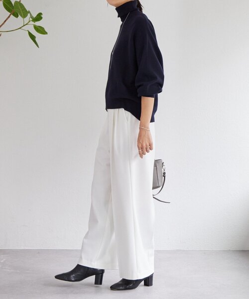 BEARDSLEY（ビアズリー）の「裏起毛タックバギーパンツ（その他パンツ・レディース・ホワイト/ライトグレー・FREE）」の9枚目の写真