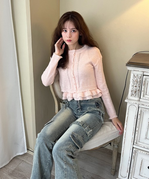 MORE self LOVE(モアセルフラブ)の「サイドベルトカーゴフレアデニム(デニムパンツ・レディース・ブルー・FREE)」の15枚目の写真