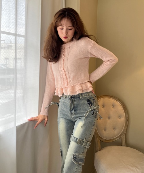 MORE self LOVE(モアセルフラブ)の「サイドベルトカーゴフレアデニム(デニムパンツ・レディース・ブルー・FREE)」の14枚目の写真