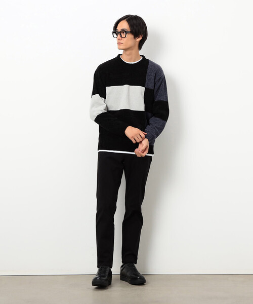COMME CA ISM(コムサイズム)の「モール カラーブロッキングニット(ニット/セーター・メンズ・サックスブルー/ブラック・LARGE/MEDIUM)」の4枚目の写真