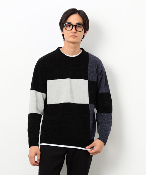 COMME CA ISM(コムサイズム)の「モール カラーブロッキングニット(ニット/セーター・メンズ・サックスブルー/ブラック・LARGE/MEDIUM)」の6枚目の写真