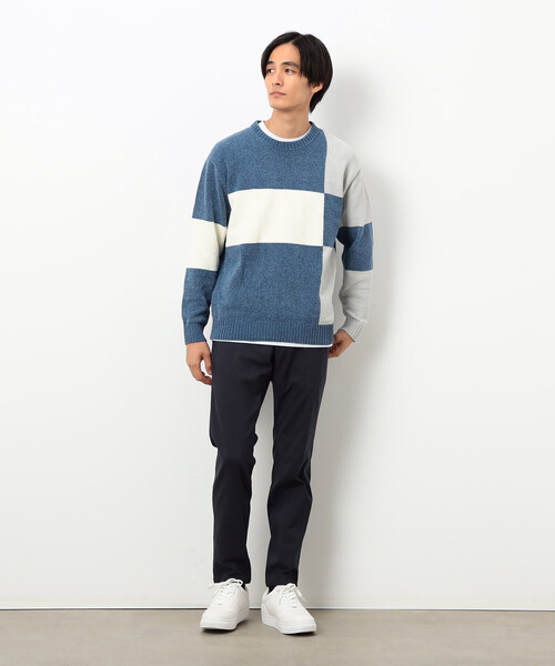 COMME CA ISM(コムサイズム)の「モール カラーブロッキングニット(ニット/セーター・メンズ・サックスブルー/ブラック・LARGE/MEDIUM)」の9枚目の写真