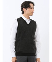 TAKA-Q（タカキュー）の「【ウォッシャブル ウール混】タカキュー ヘリンボン柄 プルオーバーベスト（ベスト・メンズ）」