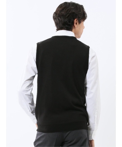 TAKA-Q（タカキュー）の「【ウォッシャブル ウール混】タカキュー ヘリンボン柄 プルオーバーベスト（ベスト・メンズ・グレー系その他2/ネイビー・MEDIUM/X-LARGE/LARGE）」の6枚目の写真