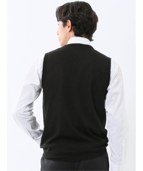 TAKA-Q（タカキュー）の「【ウォッシャブル ウール混】タカキュー ヘリンボン柄 プルオーバーベスト（ベスト・メンズ・グレー系その他2/ネイビー・MEDIUM/X-LARGE/LARGE）」の13枚目の写真