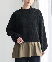 異素材レイヤード風モールカットソー
